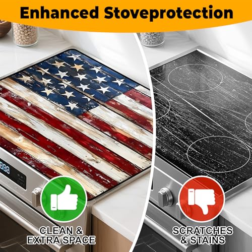 Image of Stove Top Cover for Home Decoration Kitchen Pad Washable Cooktop Covers Countertop Stove Protector Mat for Home Kitchen Cooktops (Flag, 30 inchx21 inch)