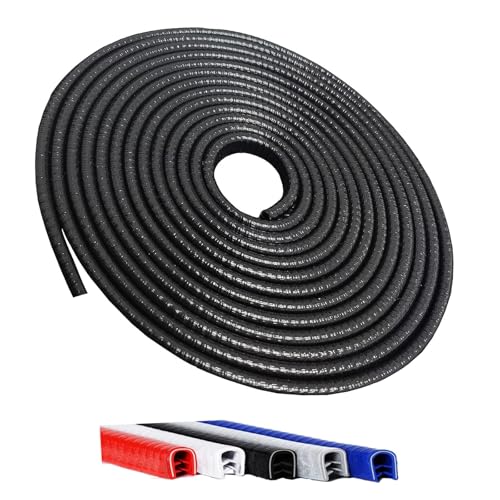 Image of URBANMONK U Shape Edge Trim Rubber Strip Seal Protector | Anti-Collision car Door Protector | Anti-Scratch Car Door Edge Guard Protector Rubber Clips fit for All Car Type | Black, 5-Meter