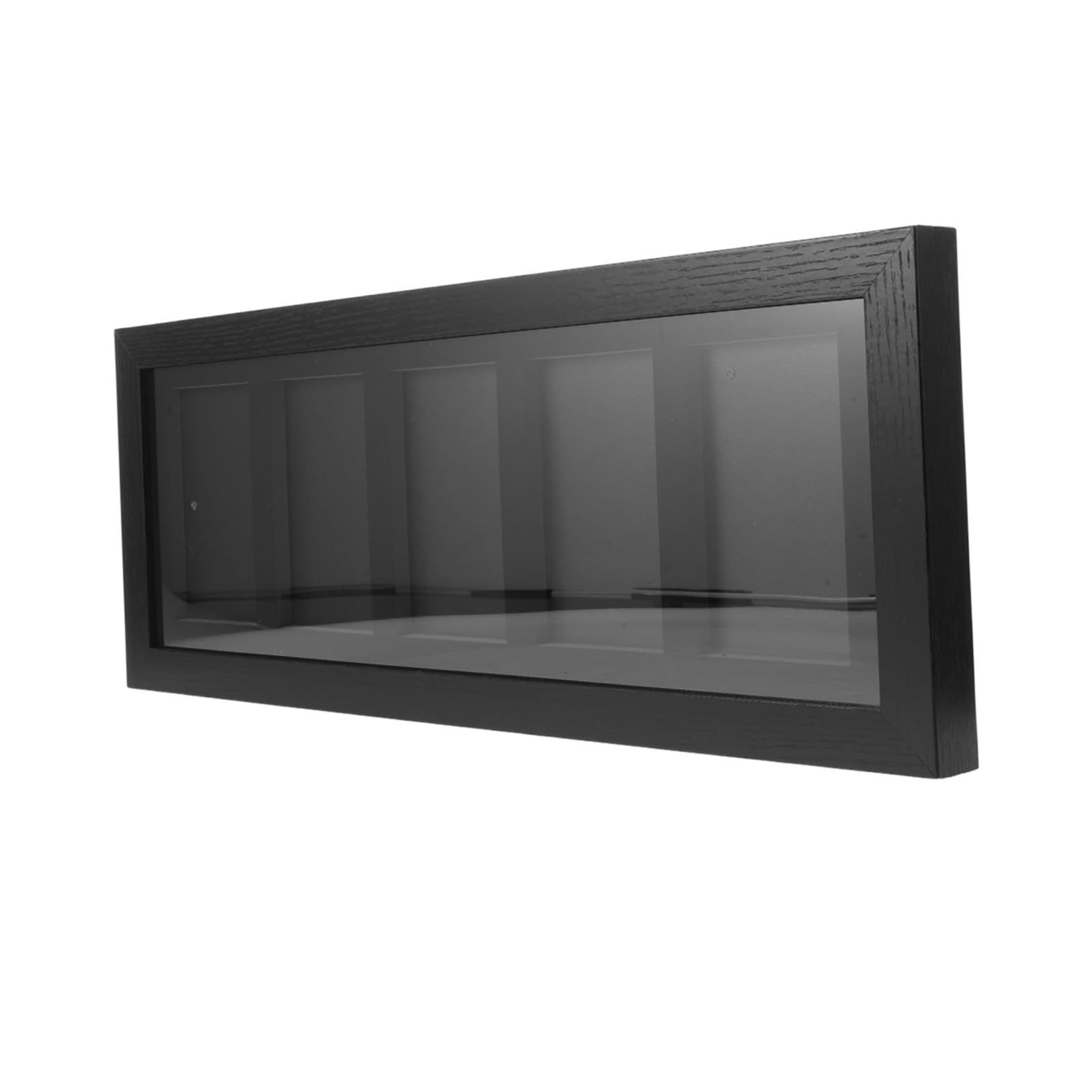 Artibetter Graded Trading Card Frame con 5 Scomparti, Struttura a Rilascio Rapido, Montaggio a Parete, Fibra di Legno Nero, per Card Exhibition Wall