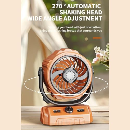 Ventilador oscilante multiángulo digital y recargable con linterna de refrigeración 5