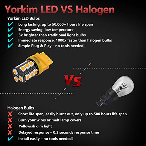 image for Yorkim 3157 LED Light Bulbs Amber Bright, 3056 3156 3156A 3057 4057 31