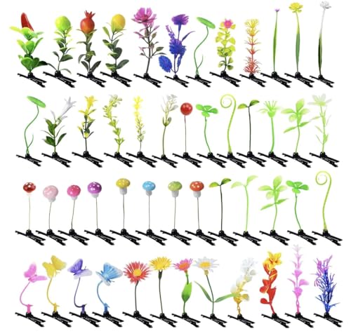 50PC MIXED Bean Sprout Hair Clips Pack Little Leaf Leaves Rave Plur Festival EDM Concert Flower Grass Cute Small Straight Hairpins Funny Costume Barrette Headwear Hair Accessories Party Headwear Pin