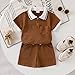 DOMOABEI 4T Toddler Boy Clothes Summer Boys Outfits Polo Shirts Top Solid Short Sleeve T Shirts and Shorts Pocket Boys Fashion Sweatsuit 2pc Set Brown 4-5T