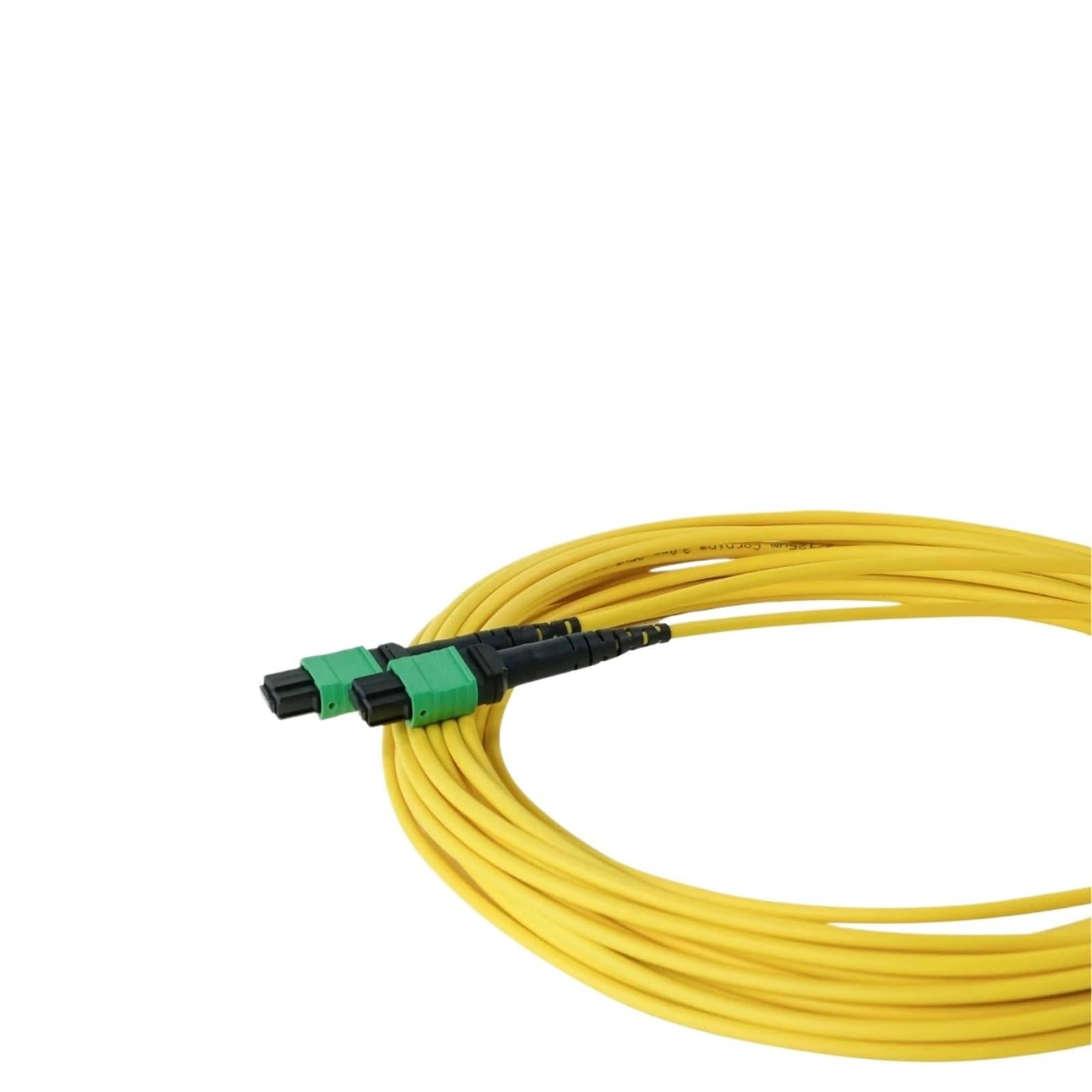 Conector hembra estándar MTP de 12 fibras a conjunto de cable personalizado de 9/125 µm, microdistribución OS2 monomodo, clasificación plenum amarilla(5m)