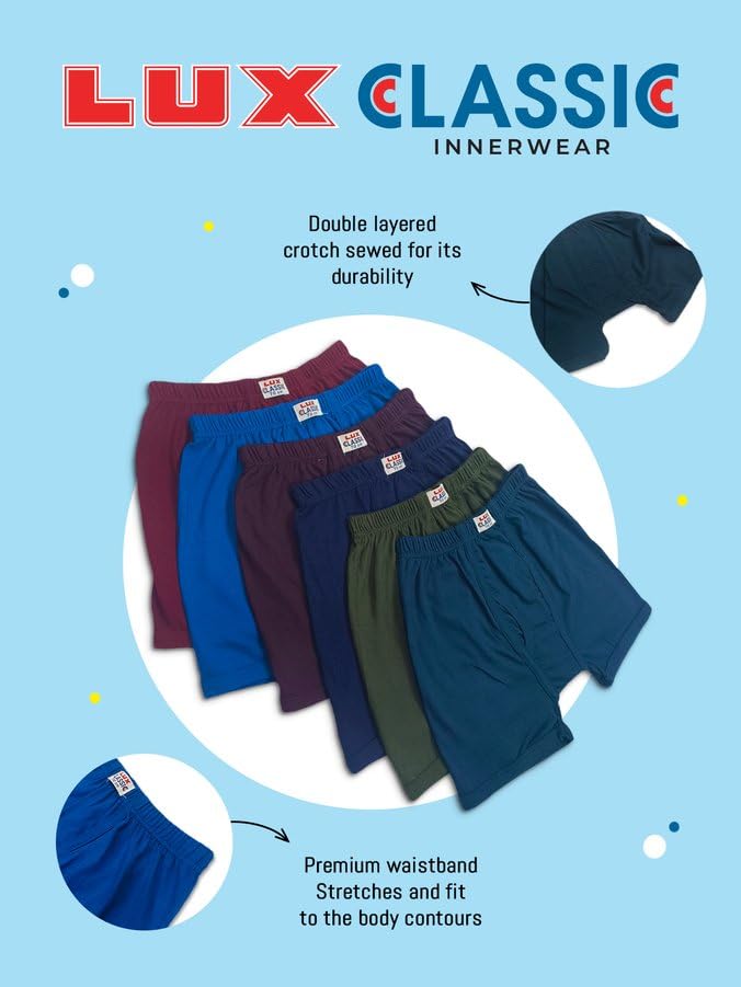 Image of Lux Classic Boys Trunk | 100% Cotton Soft and Comfortable Kids Underwear Trunk for Daily Use with Rash-Free Waistband (Color May Vary)