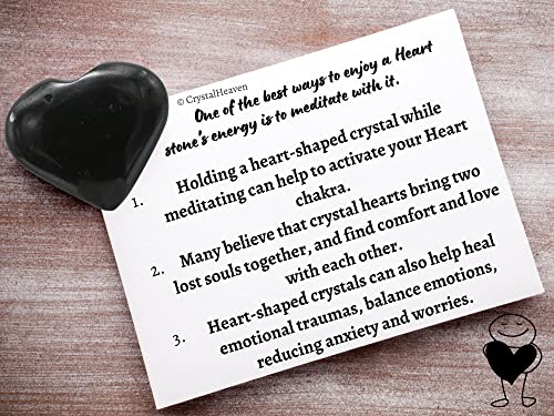 Image of Crystal Heaven Black Tourmaline Heart Palm Pebbles Stones For Anxiety Stress Relief Massage-Aaa Grade Original Healing Gemstone Agate Heart Palm Stone For Yoga Meditation Spiritual