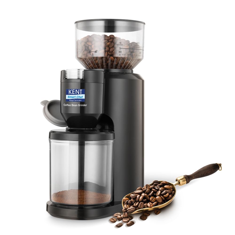 KENT Coffee Bean Grinder 150 W | Burr Grinding System Maintains Flavour & Aroma | 30 Adjustable Grinding Settings | Choice of 2 to 14 Cups of Fresh Grounded Coffee | 500 RPM 100% Copper Motor | Black-image-41