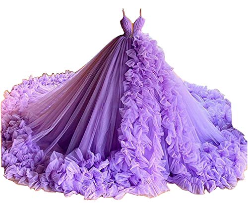 Keting Puffy Ball Tulle Girl's Quinceanera Dress Sweet 16 Birthay Party Prom Pageant Gown