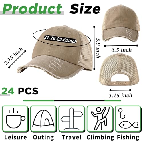 Image of Suhine 24 Pcs Blank Trucker Hat Bulk Unisex Mesh Baseball Cap for Sublimation Embroidery Vintage Adjustable Hat for Men Women