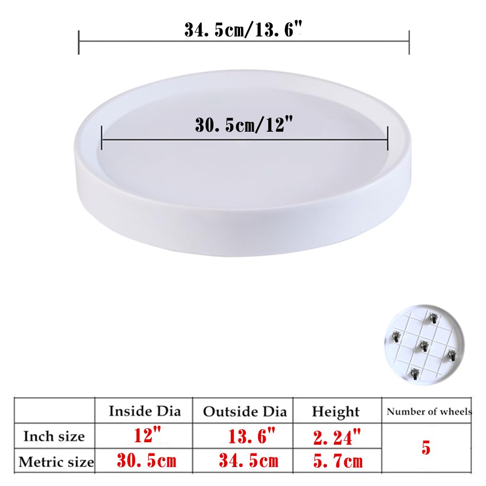 2 Stück Pflanzenroller mit versteckten Rollen, 30,5 cm,weiß, Pflanzen Caddy für schwere Lasten bis 80kg, mobiler Blumenkasten Untersetzer mit Rädern für Zuhause & Balkon