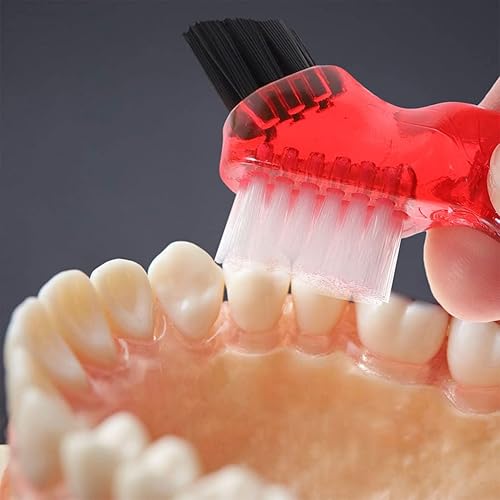 Miniatura 8 de 3 unids cepillos de limpieza de dentadura dental cepillo de dientes mango ergonómico dentadura cepillo de dientes portátil para la limpieza de