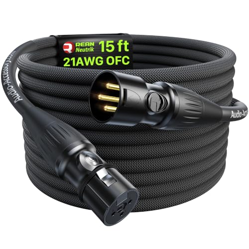 AA AUDIO ACCESSORY XLR Cables 15 feet, 21AWG OFC Dual Shielded Mic Cord