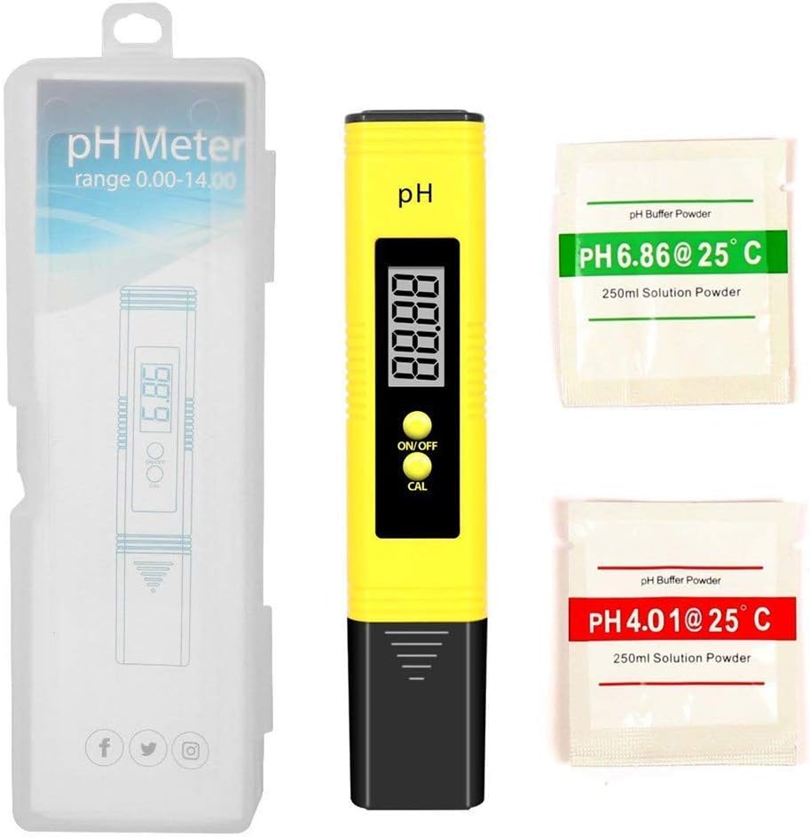 Digital PH Meter, WECHIC 0.01 PH High Accuracy Water Quality Tester with 0-14 PH Measurement Range for Household Drinking, Pool and Aquarium Water PH Tester Design with ATC (Yellow)