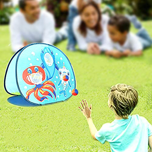 Ainolway Sitzsack-Wurfspiel Spielzeug für Kleinkinder (3-5 Jahre), Hai-Thema, doppelseitiges Cornhole-Brettspiel mit 6… – Bild 4