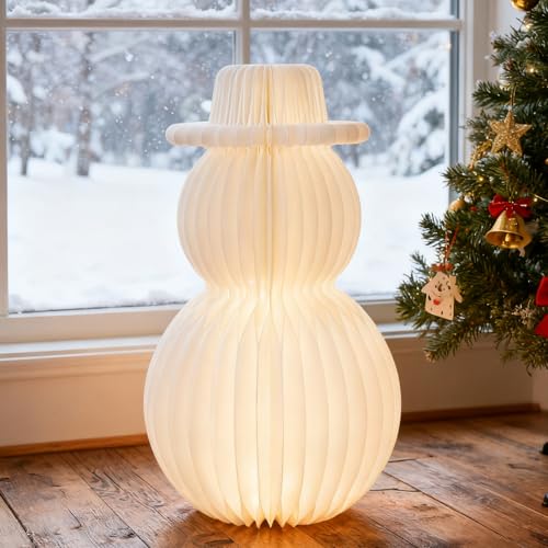 Bonhomme de neige de Noël en papier nid d'abeille centre de table amusant
