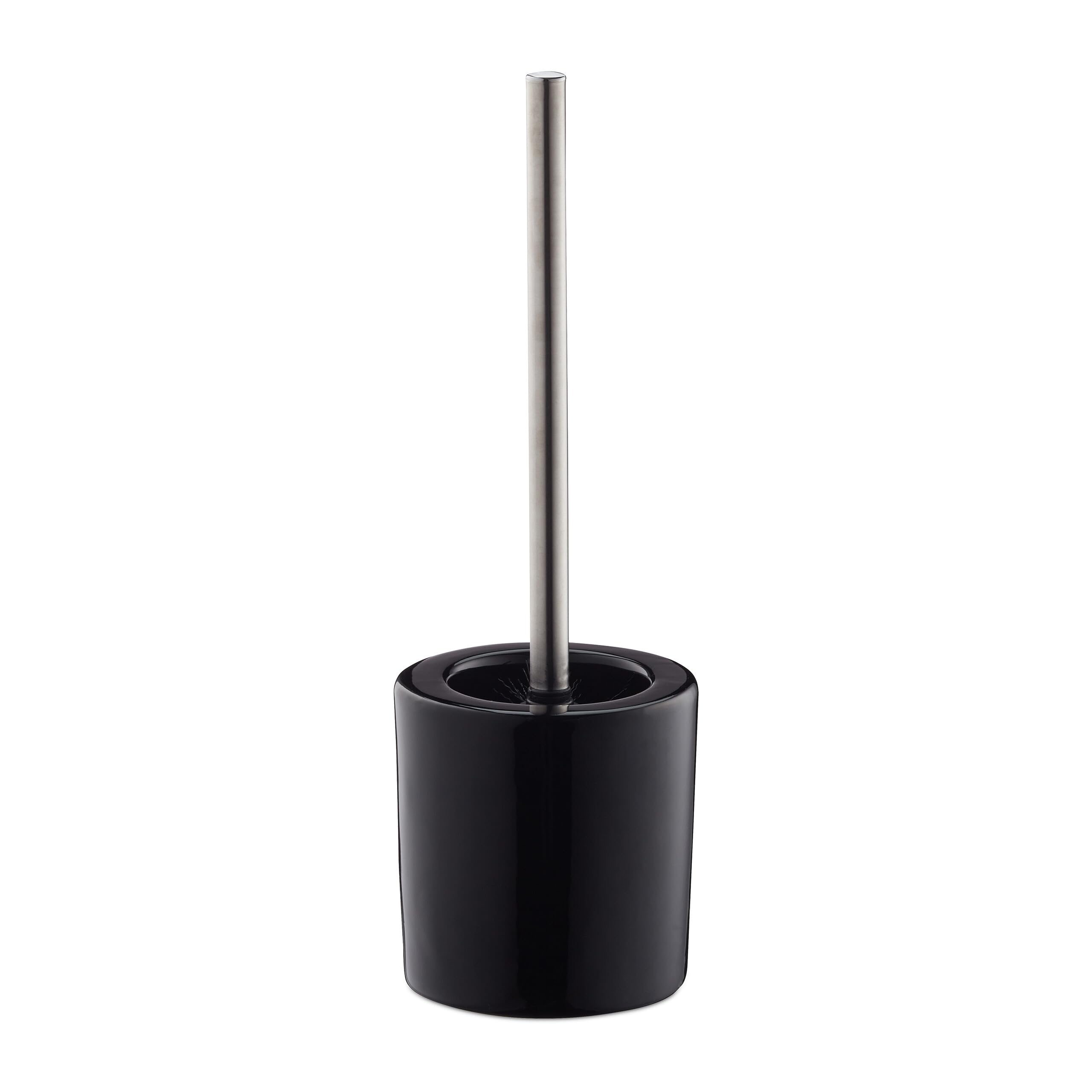 Pack 10 Escobillas de Baño con Cepillo Intercambiable, Cerámica-Hierro, Negro, 38,5 x 12,5 cm
