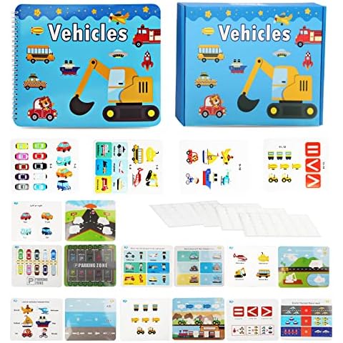 Busy Book for Toddlers, Vehicles Theme Educational Quiet Book, Preschool Busy Book, Autism Busy Books, Activity Book for Over 3 Year Old Autism Special Needs Toddler Boys & Girls Birthday Gifts Cover
