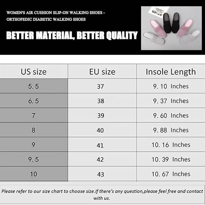 Diabetic Air-Cushion Slip-On Walking Shoes, Orthopedic Diabetic Slippers, with Arch-Support for Women - Image 2