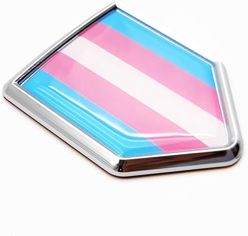 Overdecor Calcomanías de bandera del orgullo transgénero Trans, emblema de automóvil, accesorios de automóvil, decoraciones de bandera de escudo