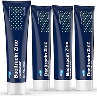 EzriCare First Aid Antibiotic Ointment - 4 Pack Bacitracin Antibiotic Ointment with Zinc - Wound Care & Pain Relief for Burns Scrapes Cuts - 24 Hr Protection Healing Ointment Active Skin Repair,1.05oz