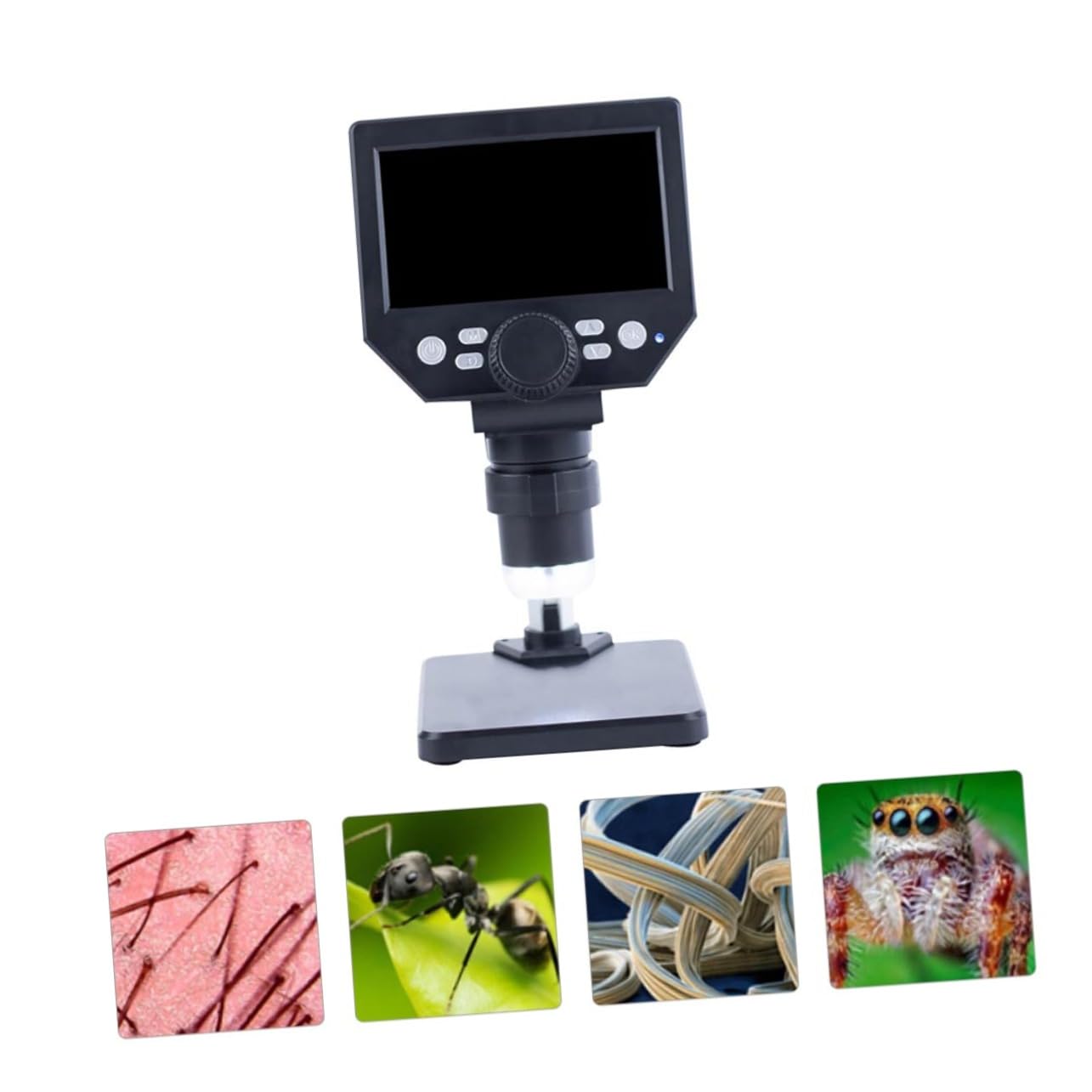 Tofficu Microscopio Electrónico Digital Aumento Led Soporte De Aluminio y Plástico Zoom Batería De Litio