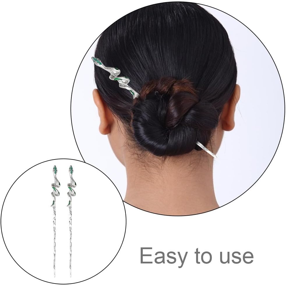 LALAFINA 2pcs Snake Hair Sticks Chinese Hair Chopsticks Snake Hairpin Vintage Punk Hairpin Headwear for Women & Girls