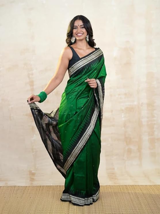 Image of Handmade Pure Bomkai Silk Saree Khandua Natural Silk Ikkat Saree For Women /Ethnic Wear /Traditonal Saree /Handloom Saree With Regular Fit Blouse Piece