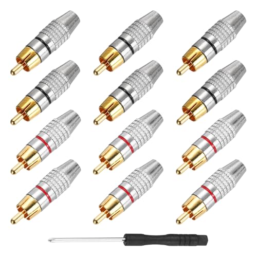 Conector de cable de altavoz RCA con tornillo pasador en acabados plateado y dorado
