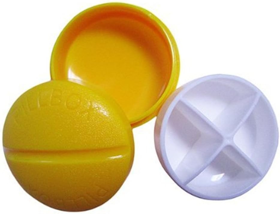 RuiChy Compact Round Pill Box Organizer Four Compartments in Random Color