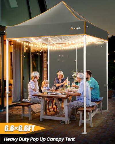 Image of HOTEEL 6.6x6.6 Heavy Duty Pop Up Canopy Tent for Parties Event Wedding Commercial Instant Canopy with Carry Bag, Party Tent Waterproof UV 50+, Upgraded Thick Hexagonal Legs,Gray