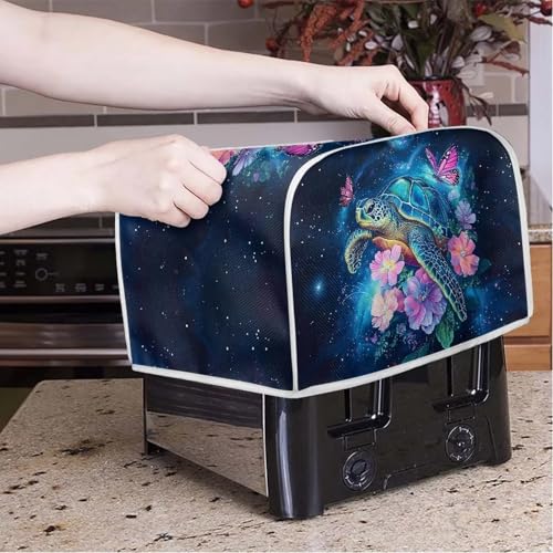 Image of Kitchen Toaster Dust Cover Compatible with 4 Slice Toaste Dust Protection Cover Hawaiian Hibiscus Floral Turtle Print Kitchen Decoration