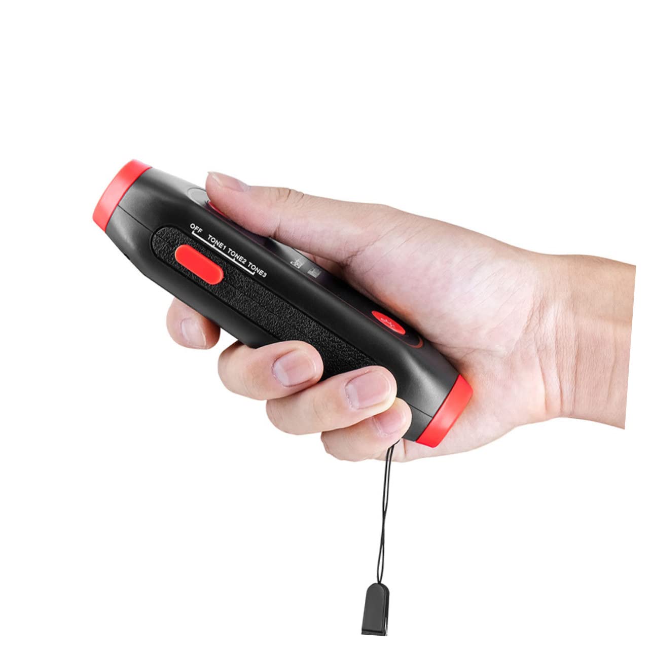 Fischietto Elettronico Rosso Cordino, 3 Toni e 3 Livelli | Luci Sos, Abs e Magnete, Arbitri Istruttori, Competizioni Outdoor, Campeggio, Emergenza Sicurezza