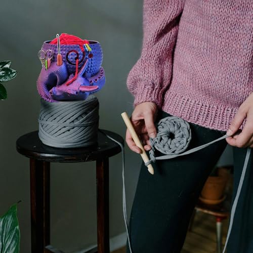 Image of TTPZNIGF Fantasy Dragon and Egg Yarn Bowl Or Crochet Bowl，Yarn Storage Organizer Crochet Bowl,Dragon Yarn Bowls for Crocheting, Knitting Accessories Organizer Gifts., Purple
