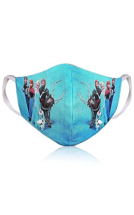 BIGXEN 3 Layer Premium Cotton Kids Mask For Boys, For Girls Digital Cartoon Printed 3D Face Mask For Small Boys & Girls, Reusable & Washable Children_Pack of 10 (CARTOON - 1) 3