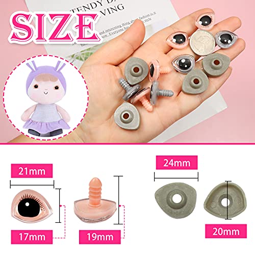 TOAOB 40 Set Occhi di Sicurezza Rosa e Grigio