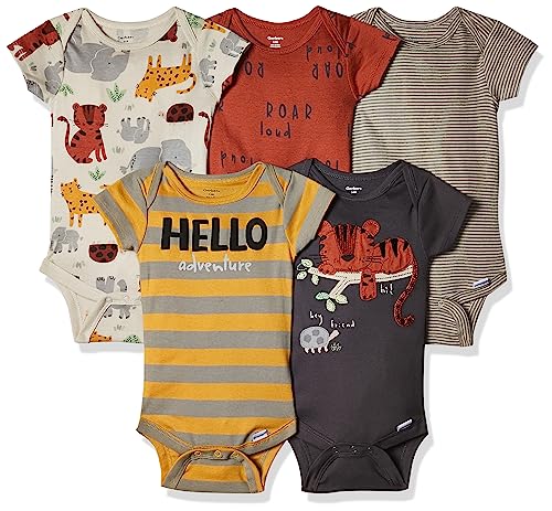 Image of Gerber baby-boys 5-pack Short Sleeve Variety Onesies Bodysuits