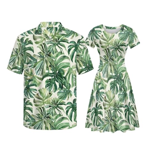 Image of AFPANQZ Couple Matching Outfit Casual Men's Button Down Shirt or Short Sleeve Summer Sundresses Dresses for Women 2026