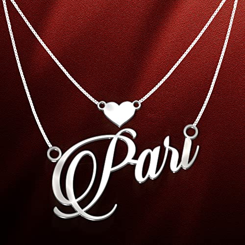 Image of Pari Cursive Gold & Silver Name Pendant Necklace, Best Jewelry Gift for Girls.