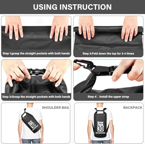 Image of Waterproof Ocean Dry Bag, Roll Top Floating Waterproof Sack for Beach, Swimming, Kayaking, Boating, Fishing, Camping, Hiking & Water Sports (30 Liter)