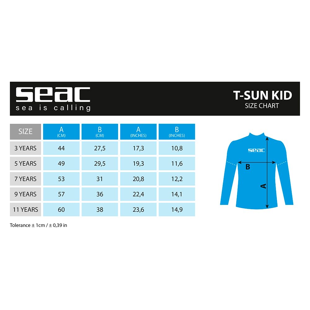 Seac T-Sun Camiseta de protección Rash Guard para esnorkel y natación