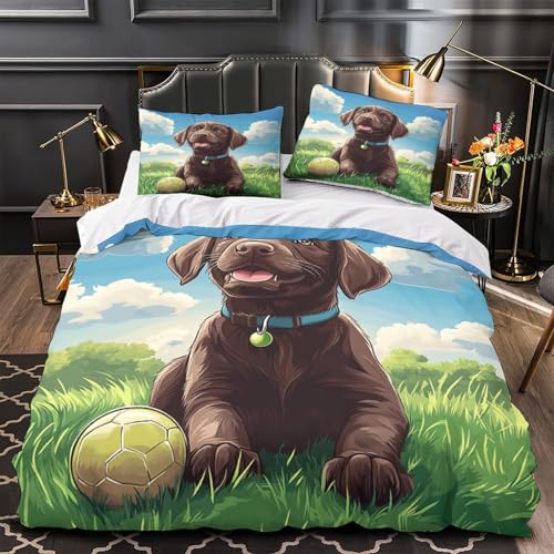 Housse de couette chiot mignon 135x200 pour lit single infroissable et facile à laver en machine - 2