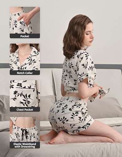 Image of NAP BOUND 100% Cotton Pajamas for Women 2 Piece PJs Set Long Sleeve Button Down Breathable Woven Sleepwear Loungewear XS-XXL