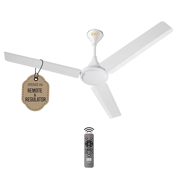 KUHL Fest B1 1200MM Power Saving BLDC Ceiling Fan | 28W | Saves Upto 65% Electricity | BEE 5 Rated & ISI Marked | High Air Flow | Stylish Design | Remote & Regulator Operated | White