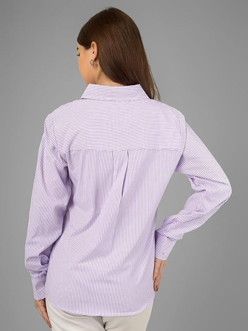 Image of Womens /GirlsClassic Lining Shirt for Women Cotton | Women's Striped Style top | Full Sleeve, Relaxed fit, Button-Down Casual Shirt for Girls & Women