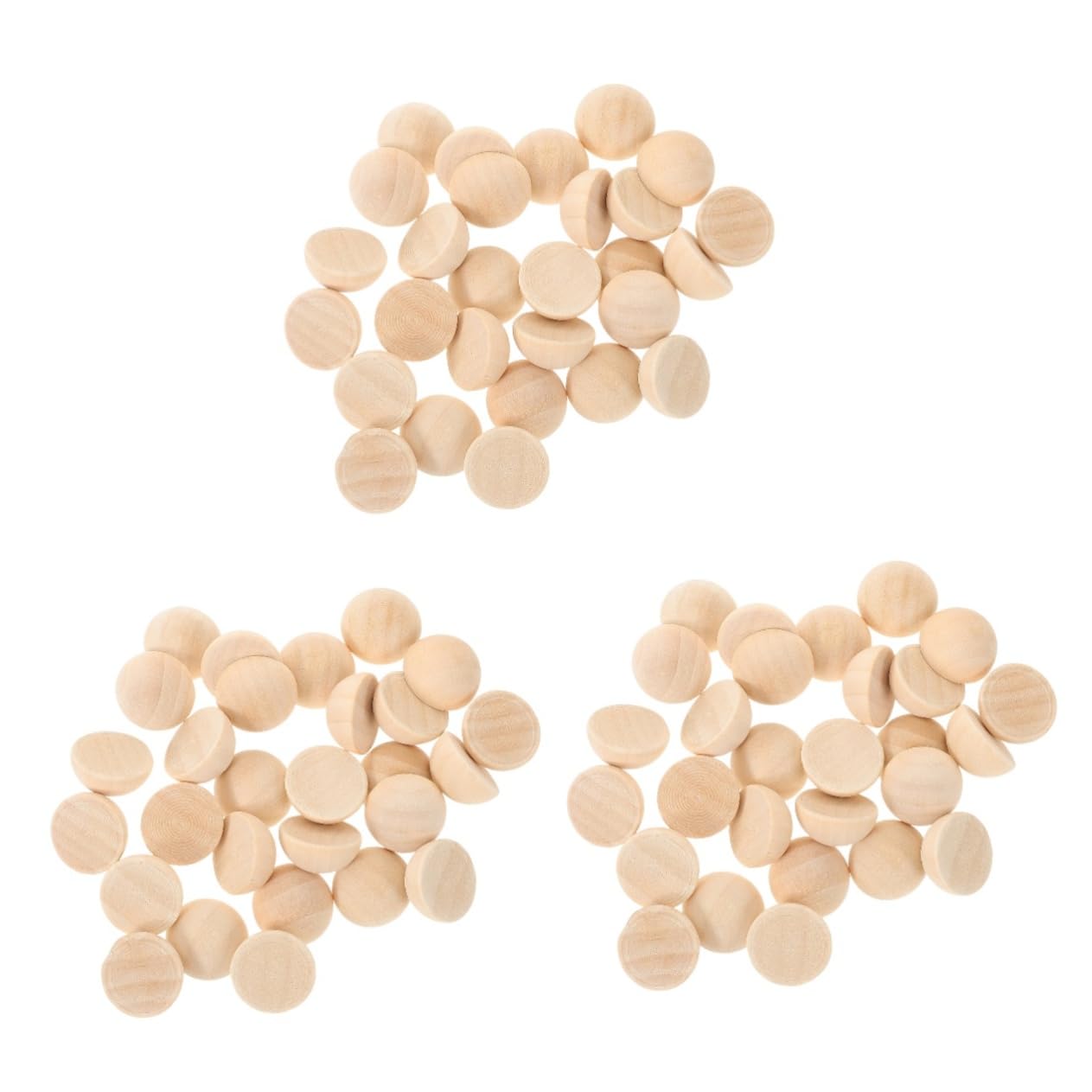 Lurrose 300pezzi Half Wooden Beads Unfinished Craft for Jewelry Making Natural Wood Hemisphere Beads for Bracelets Necklaces and Home Decor