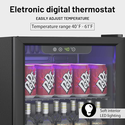 Image of DOGHLY 1.3 Cu.ft Beverage Refrigerator Cooler, 60 Cans Mini Fridge with Glass Door, and Temperature controllable switch for Soda, Beer or Wine For Office or Bar with Removable Shelves