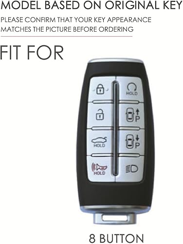 Miniatura 2 de ontto Funda para llavero Genesis G80 2020 2021, funda de cuero con control remoto, 8 botones, color azul