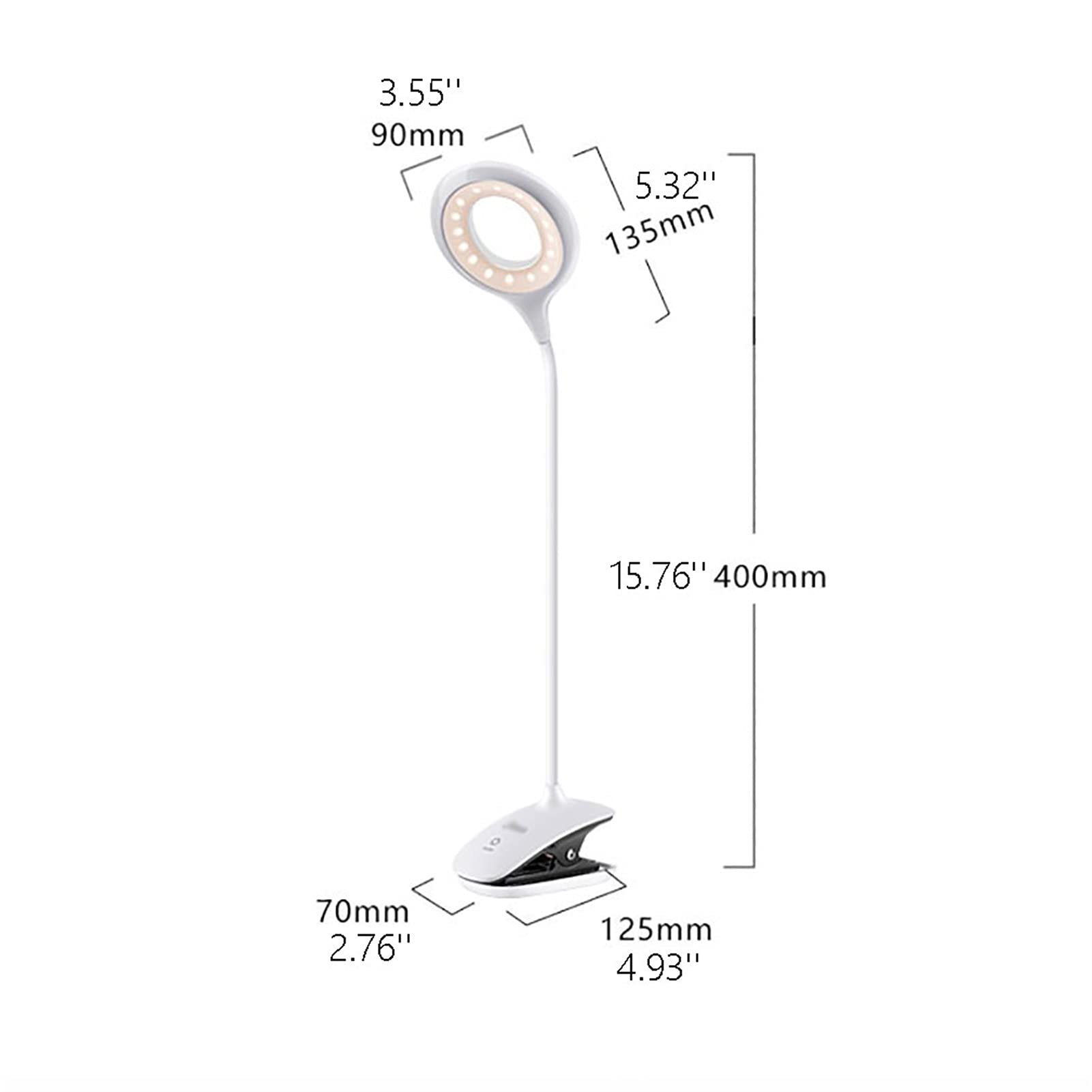 Lampe de Bureau Lampe de Bureau LED Clip Light Eye Protection Light Light 3 Niveaux de luminosité Dimage Touch Control Contrôle Naturel pour Lecture (Color : White)