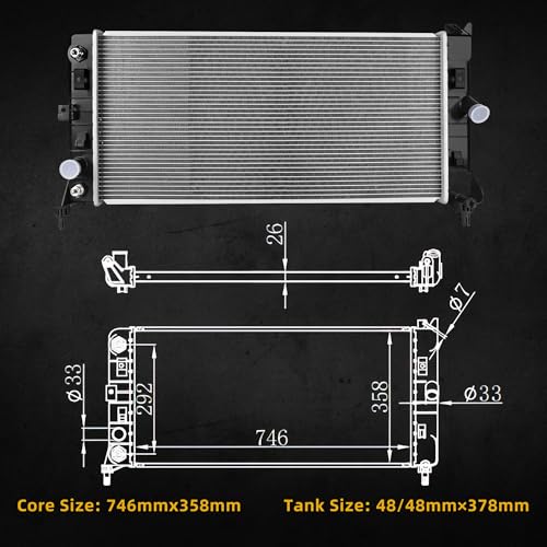 Image of DWVO Radiator Compatible with 2008 2009 Buick Allure LaCrosse 2006-2011 Chevrolet Impala 2006-2007 Monte Carlo 2005-2008 Pontiac Grand Prix AT, Aluminum Core 3.5L 3.9L 5.3L V6 V8