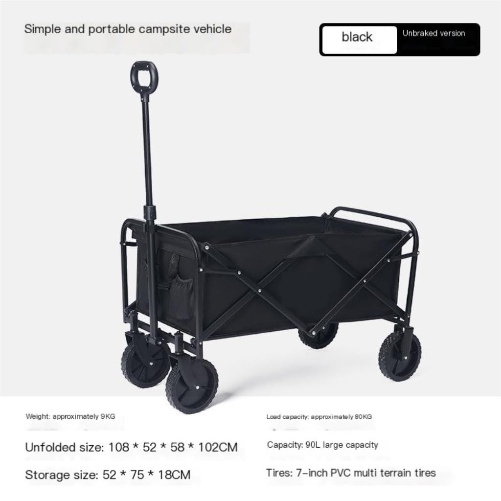 wózek kempingowy, Przenośny, składany kemping na plaży do przygód w terenie(Black)
